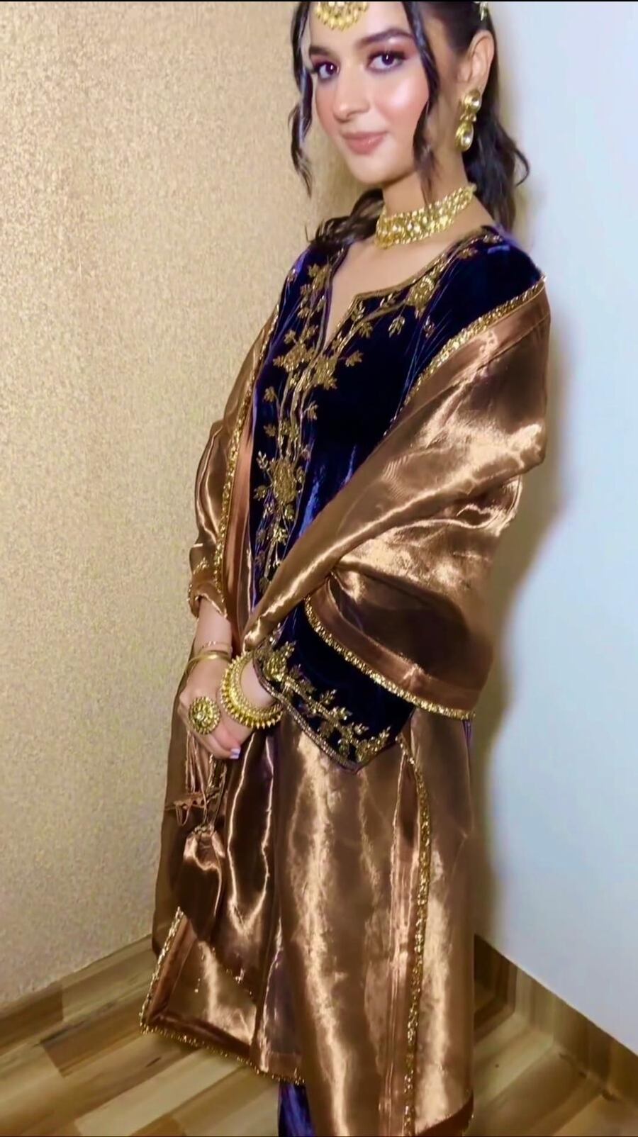 FANCY VISCOSE VELVET EMBROIDERY SEQUENCE WORK WITH BELL SLEEVE AND LATKAN TOP BOTTOM WITH DUPATTA