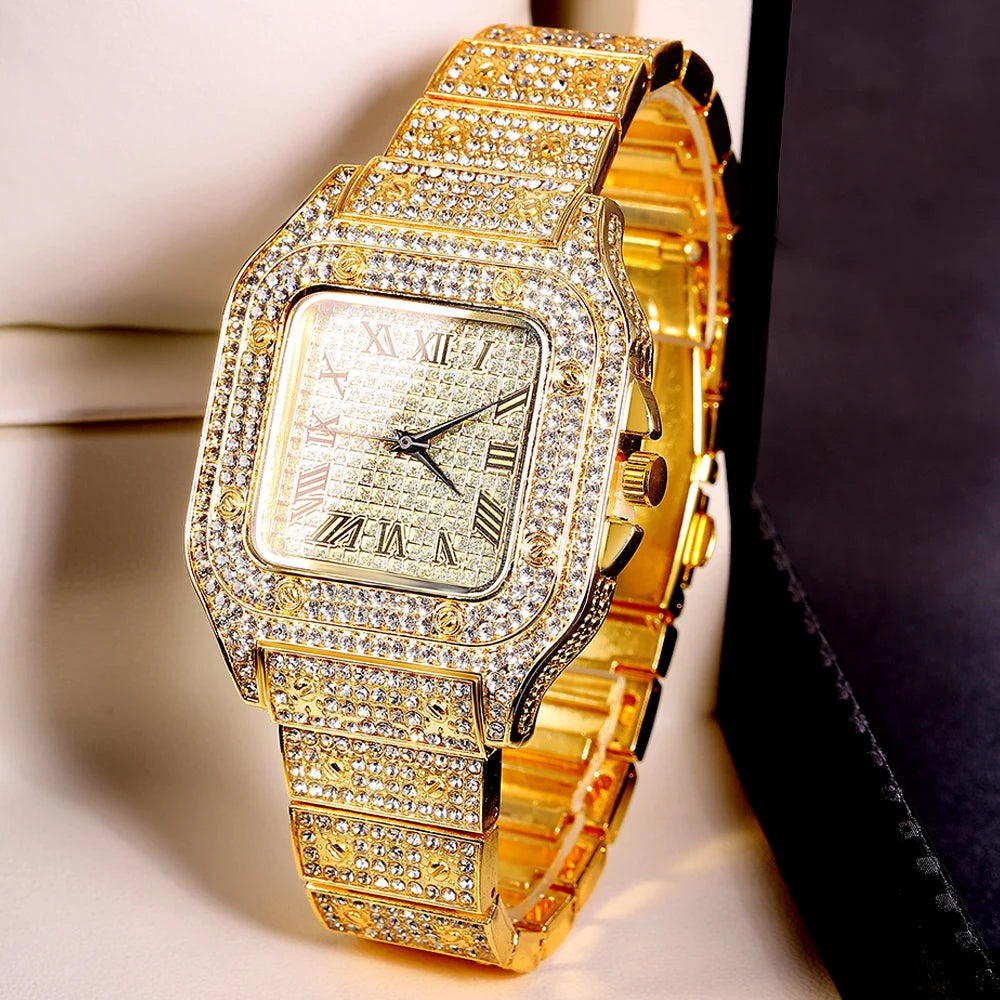 Watch,Bracelet Jewellery Rhinestones, Bling Rapper Necklace