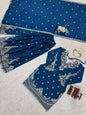 DESIGNER CHINON SILK EMBROIDERY SEQUENCE WORK TOP PALAZZO WITH DUPATTA
