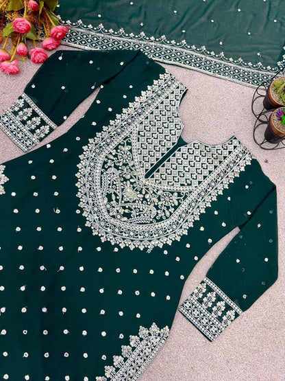 DESIGNER GEORGETTE EMBROIDERY SEQUENCE WORK TOP SHARARA WITH DUPATTA