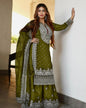 DESIGNER GEORGETTE EMBROIDERY SEQUENCE WORK TOP SHARARA WITH DUPATTA