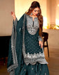 DESIGNER GEORGETTE EMBROIDERY SEQUENCE WORK TOP SHARARA WITH DUPATTA