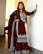 DESIGNER GEORGETTE EMBROIDERY SEQUENCE WORK TOP SHARARA WITH DUPATTA