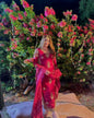 DESIGNER VICHITRA SILK EMBROIDERY SEQUENCE WORK TOP BOTTOM WITH DUPATTA RED