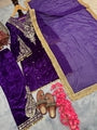 DESIGNER VISCOSE VELVET EMBROIDERY SEQUENCE MOTI WORK TOP BOTTOM WITH DUPATTA WINE