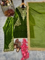 DESIGNER VISCOSE VELVET EMBROIDERY SEQUENCE MOTI WORK TOP BOTTOM WITH DUPATTA WINE