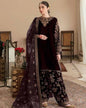 VELVET EMBRODIERY SEQUENCE TOP BOTTOM WITH DUPATTA BROWN