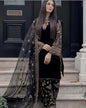 VELVET EMBRODIERY SEQUENCE TOP BOTTOM WITH DUPATTA BROWN