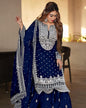 DESIGNER GEORGETTE EMBROIDERY SEQUENCE WORK TOP SHARARA WITH DUPATTA