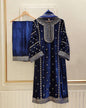FASHIONABLE VELVET EMBROIDERY HAND WORK TOP PALAZZO WITH DUPATTA BLUE