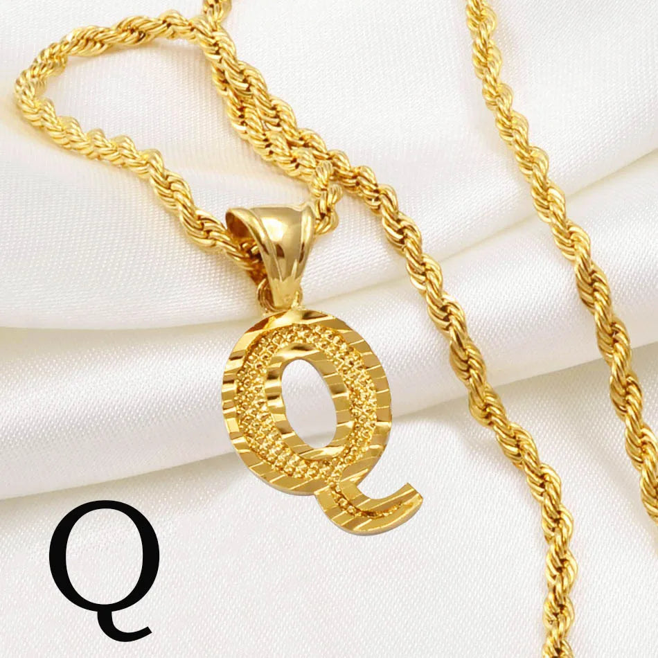 A-Z Letters Necklaces Unisex Gold Plated Initial Pendant