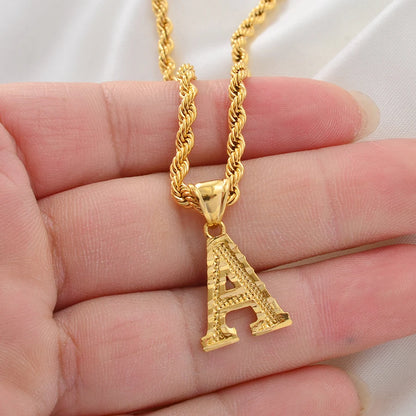 A-Z Letters Necklaces Unisex Gold Plated Initial Pendant
