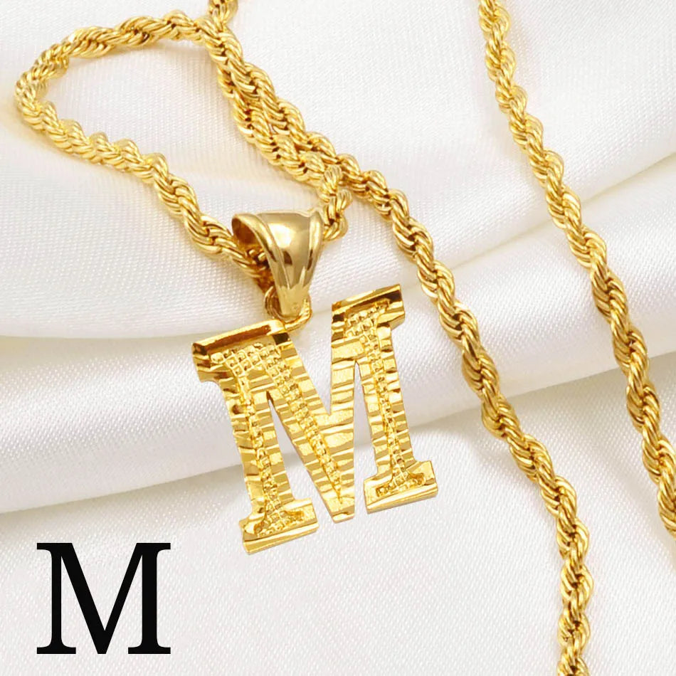 A-Z Letters Necklaces Unisex Gold Plated Initial Pendant