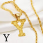 A-Z Letters Necklaces Unisex Gold Plated Initial Pendant