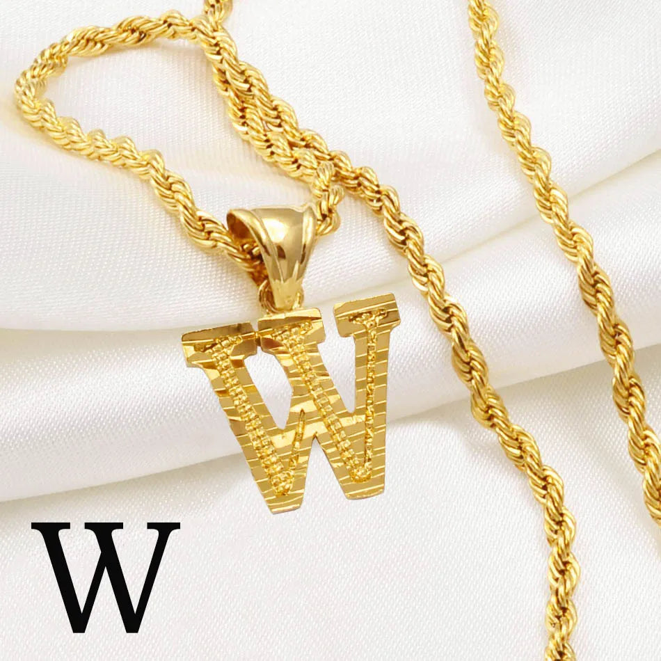 A-Z Letters Necklaces Unisex Gold Plated Initial Pendant