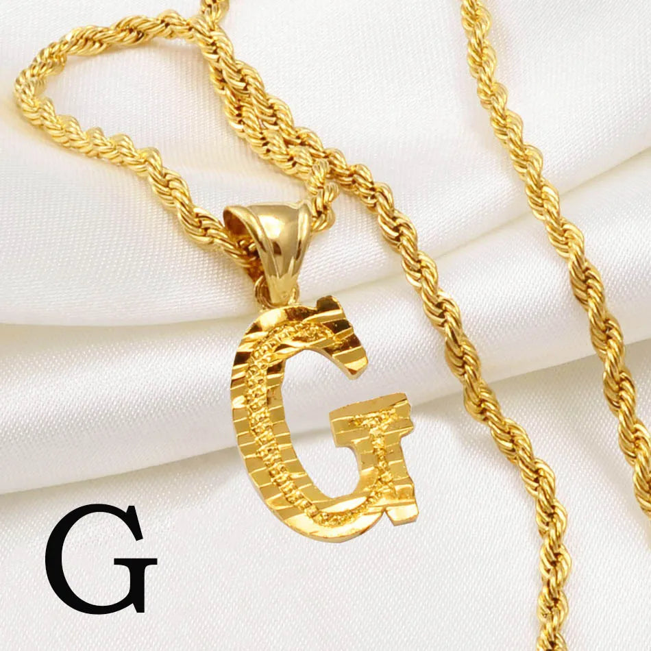 A-Z Letters Necklaces Unisex Gold Plated Initial Pendant