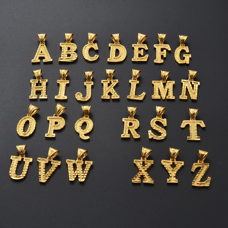 A-Z Letters Necklaces Unisex Gold Plated Initial Pendant