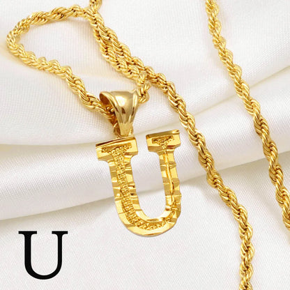 A-Z Letters Necklaces Unisex Gold Plated Initial Pendant