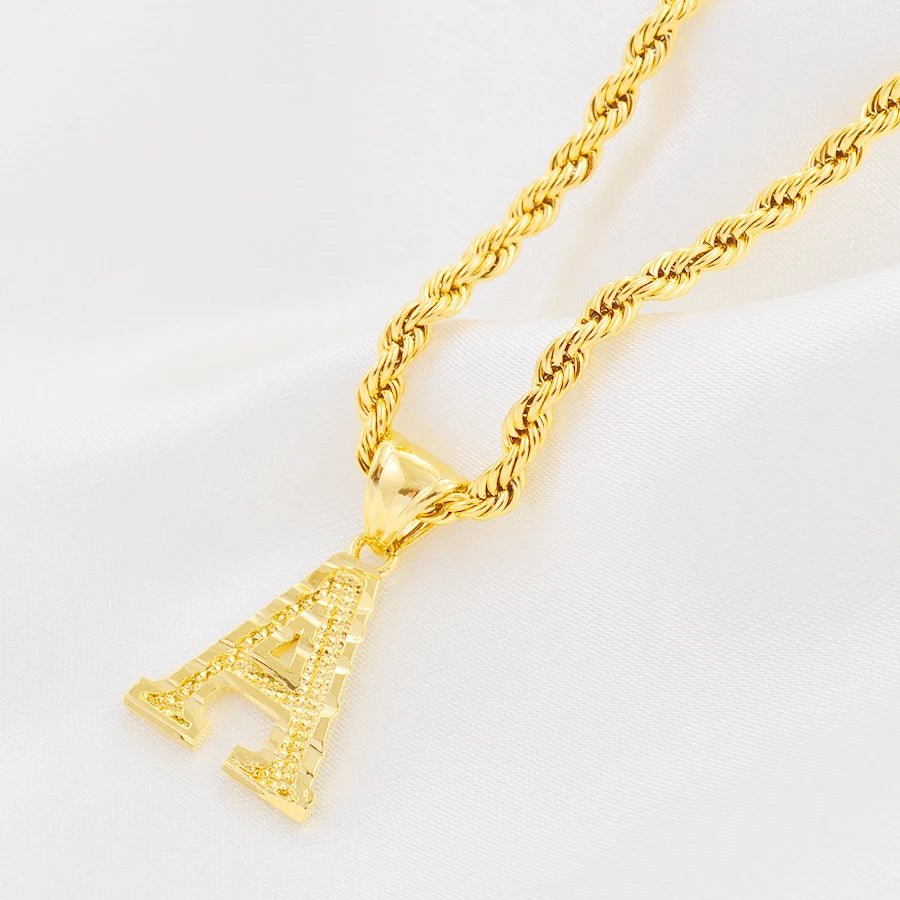 A-Z Letters Necklaces Unisex Gold Plated Initial Pendant