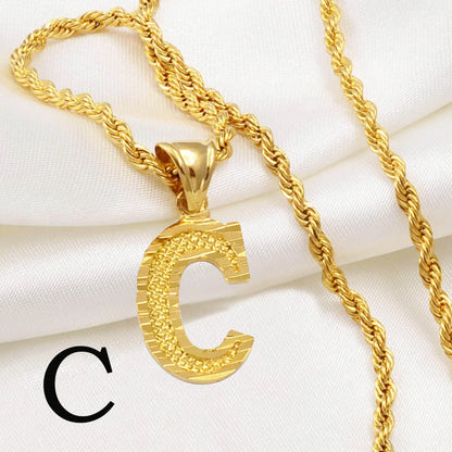 A-Z Letters Necklaces Unisex Gold Plated Initial Pendant