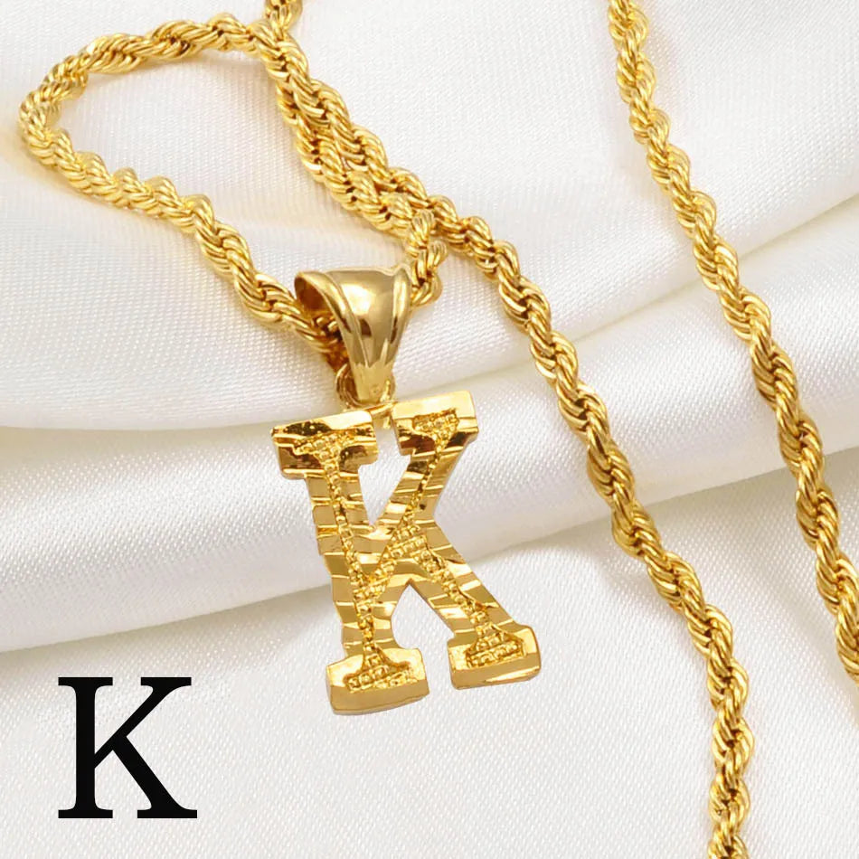 A-Z Letters Necklaces Unisex Gold Plated Initial Pendant