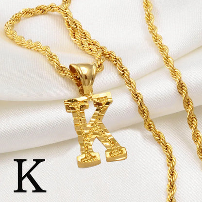 A-Z Letters Necklaces Unisex Gold Plated Initial Pendant