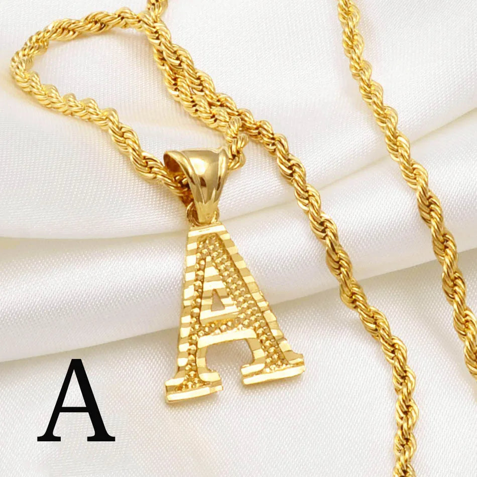 A-Z Letters Necklaces Unisex Gold Plated Initial Pendant