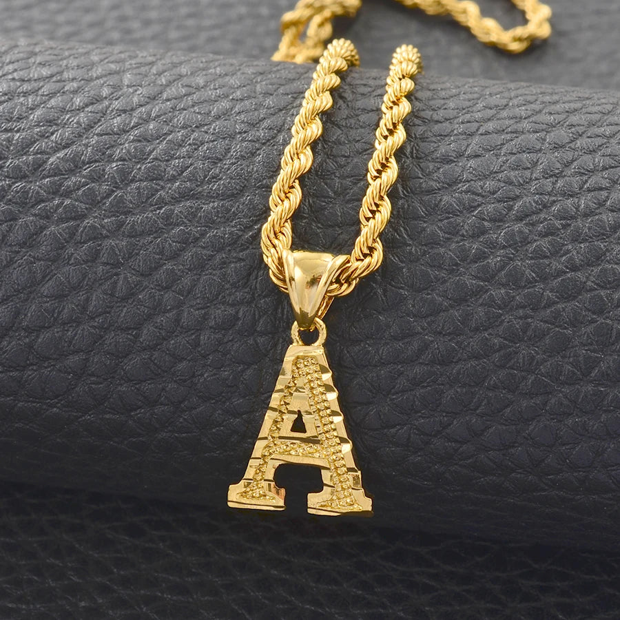A-Z Letters Necklaces Unisex Gold Plated Initial Pendant