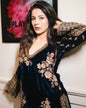 VELVET SEQUENCE EMBROIDERY WORK TOP BOTTOM WITH DUPATTA BLUE