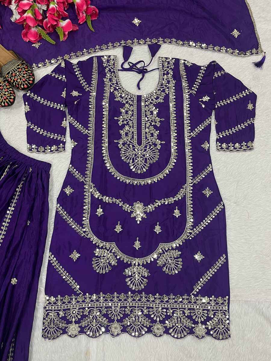 NEW ARRIVAL CHINON EMBROIDERY CODING SEQUENCE WORK TOP PALAZZO WITH DUPATTA