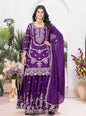 NEW ARRIVAL CHINON EMBROIDERY CODING SEQUENCE WORK TOP PALAZZO WITH DUPATTA