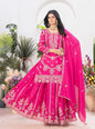 NEW ARRIVAL CHINON EMBROIDERY CODING SEQUENCE WORK TOP PALAZZO WITH DUPATTA