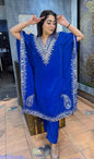 NEW ARRIVAL VELVET EMBROIDERY SEQUENCE WORK KAFTAN WITH PANT