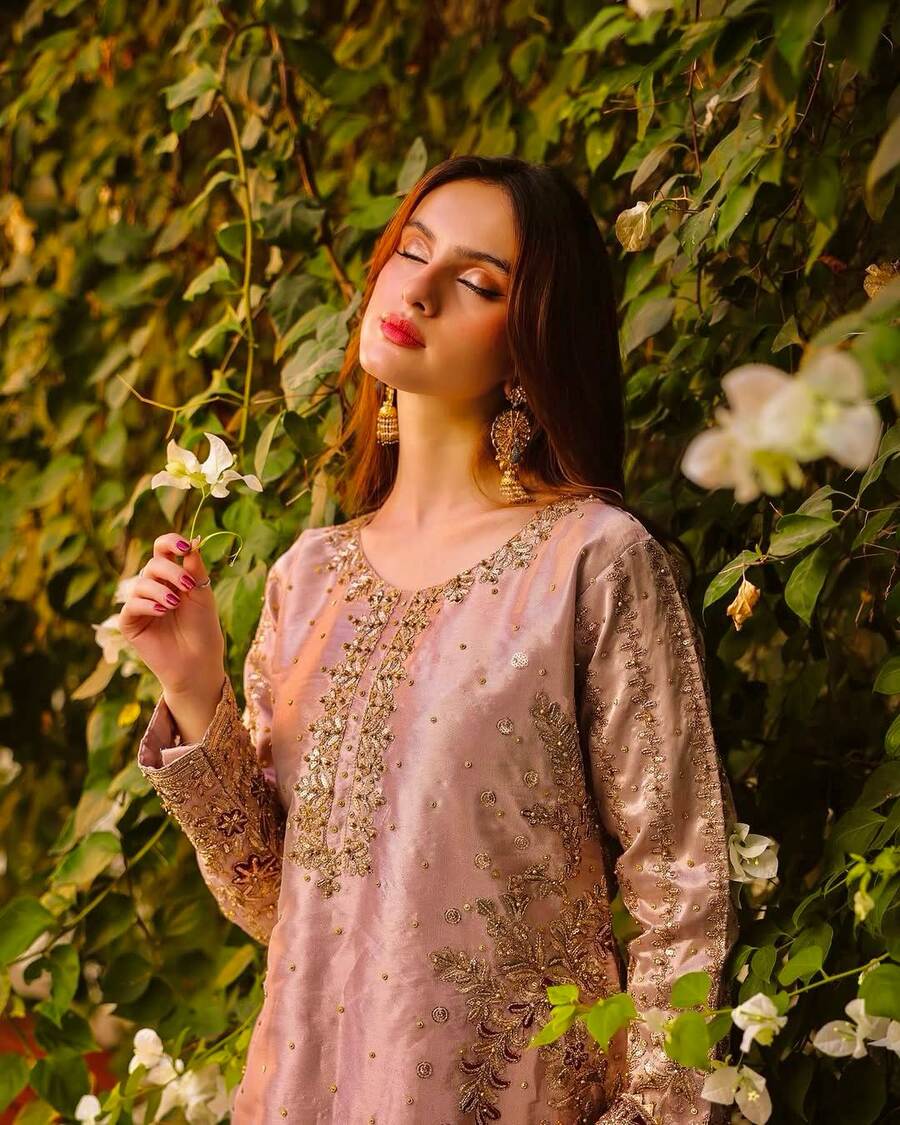 RICH LOOK FENDI SILK EMBROIDERY AND SEQUENCE WORK WITH RIVET MOTI WORK TOP PALAZZO WITH DUPATTA