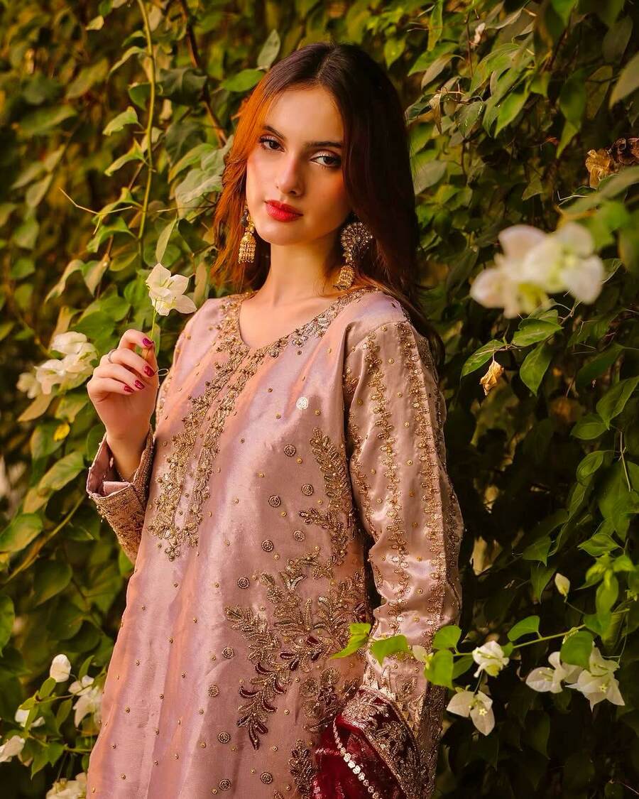 RICH LOOK FENDI SILK EMBROIDERY AND SEQUENCE WORK WITH RIVET MOTI WORK TOP PALAZZO WITH DUPATTA