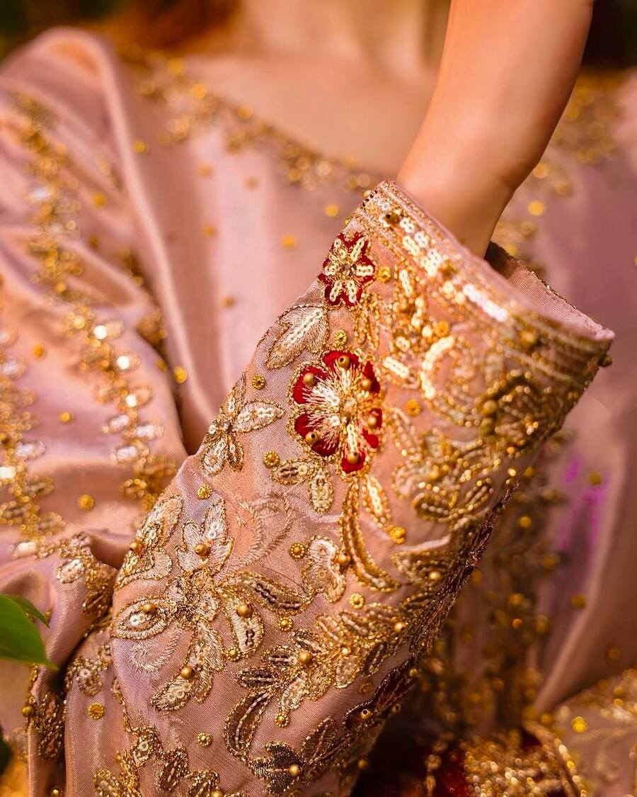 RICH LOOK FENDI SILK EMBROIDERY AND SEQUENCE WORK WITH RIVET MOTI WORK TOP PALAZZO WITH DUPATTA