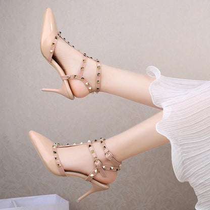 New Pointed Rivet Decorated High Heels