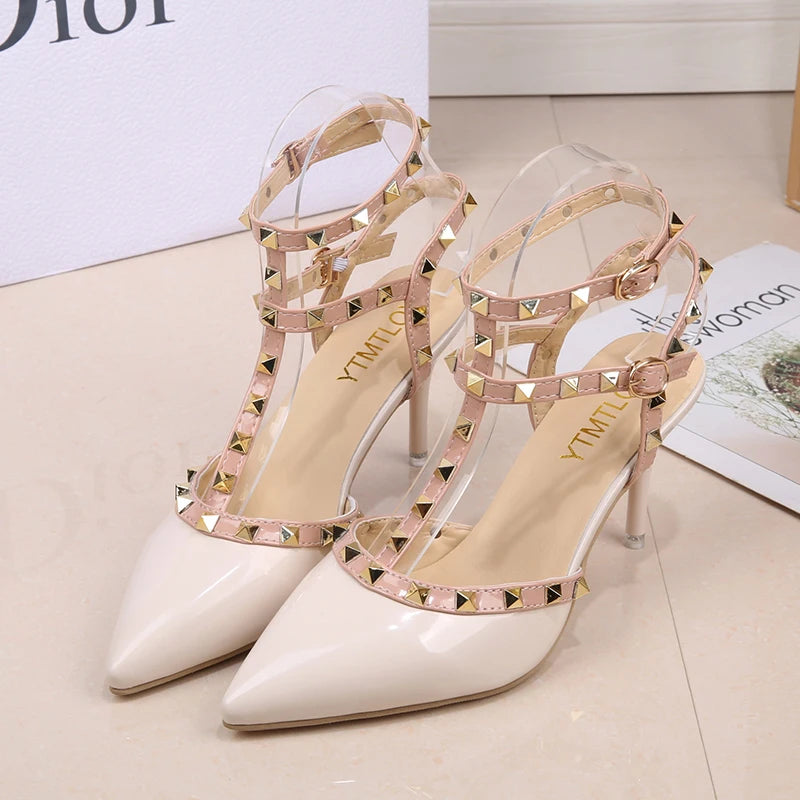 New Pointed Rivet Decorated High Heels