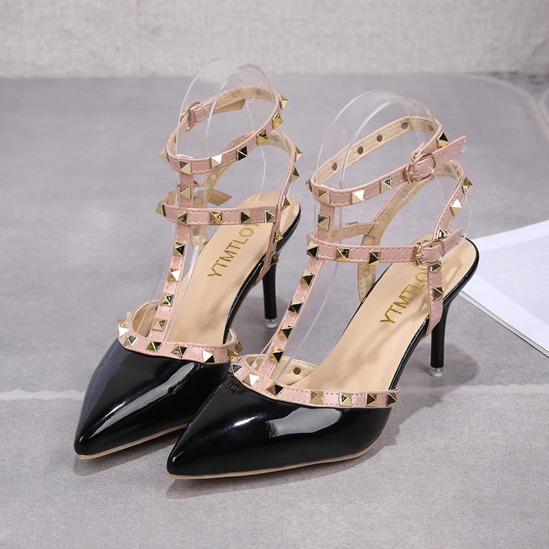 New Pointed Rivet Decorated High Heels