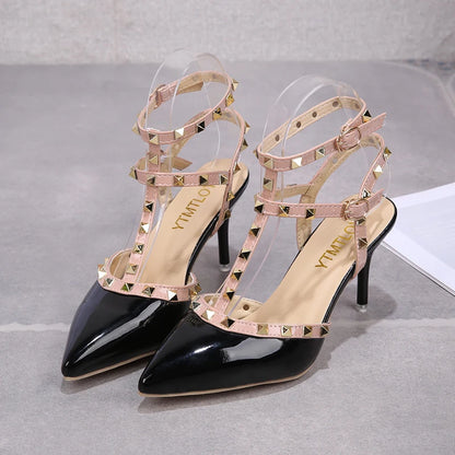 New Pointed Rivet Decorated High Heels