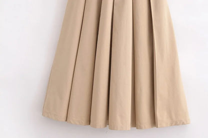 Woman  Belt Pleated Midi Dress
