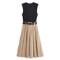 Woman  Belt Pleated Midi Dress
