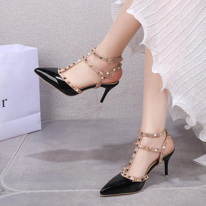 New Pointed Rivet Decorated High Heels