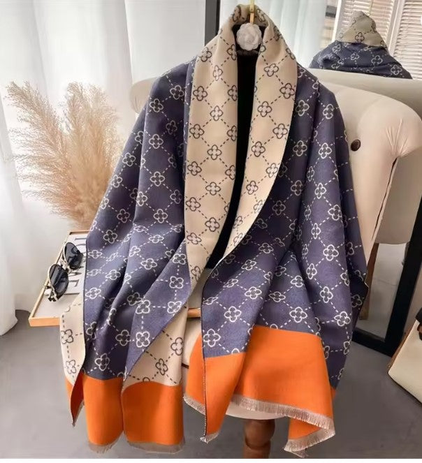 Poncho Shawl Scarf Luxury Print