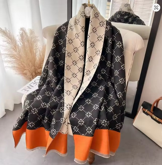 Poncho Shawl Scarf Luxury Print