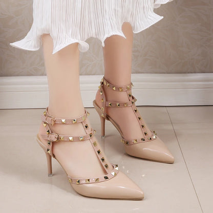 New Pointed Rivet Decorated High Heels