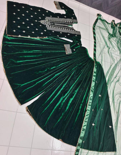 TRENDING VISCOSE VELVET EMBROIDERY WORK TOP PALAZZO WITH DUPATTA